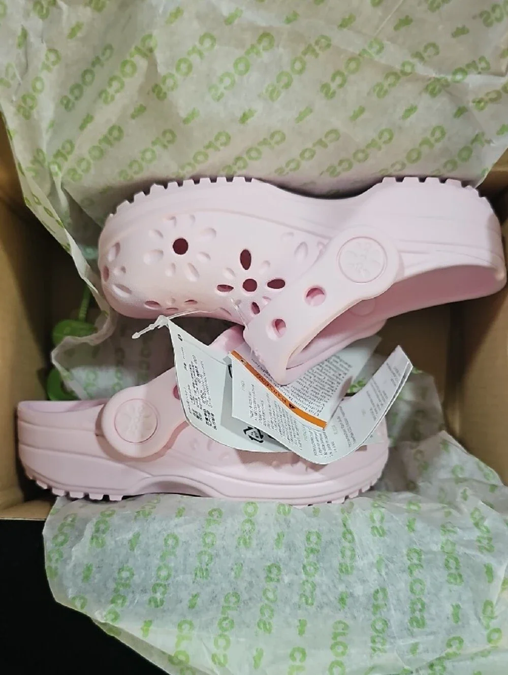 *Brand New* CROCS Kids' Classic Floral Clog - Pale Pink